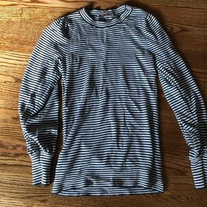 Loft Green and Ivory Stripe Sweater